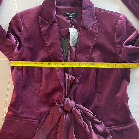 Ann Taylor Maroon Velvet Jacket Blazer Size 2 NWT Stretch Old Money Quiet Luxury - Picture 13 of 16